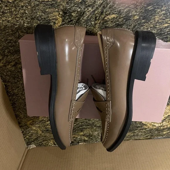 Franco Sarto A-Eden Studs Shoes Womens Size 7 Brown Loafers Studded J0852S1200 - Picture 8 of 16